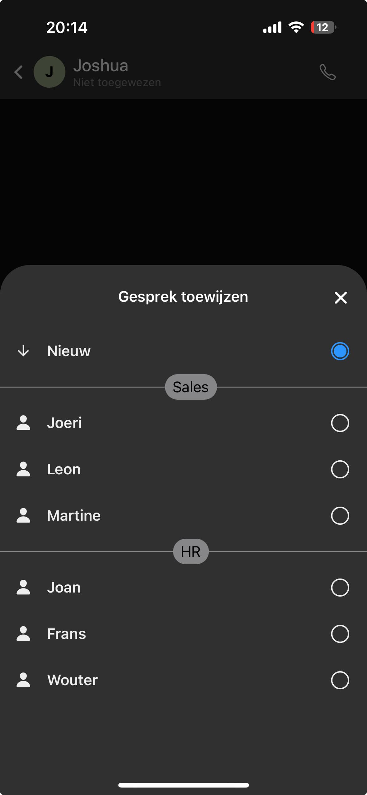 Easy Inbox gesprek toewijzen